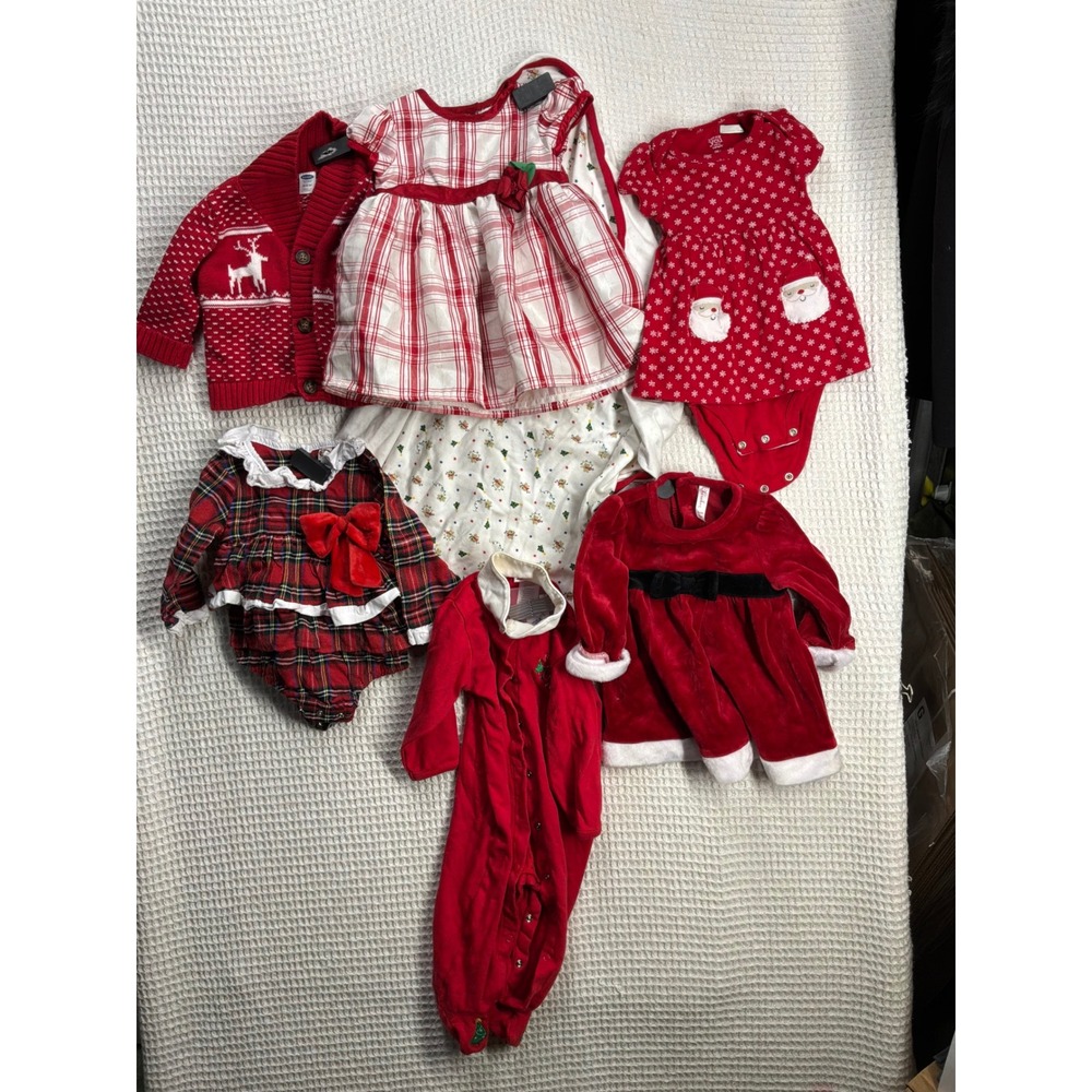 Christmas Baby Girl Old Navy George Carters Holiday Clothing Bundle 6-12M Red